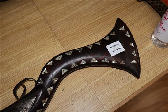 An Indo-Persian mother of pearl inlaid blunderbuss, length 100cm